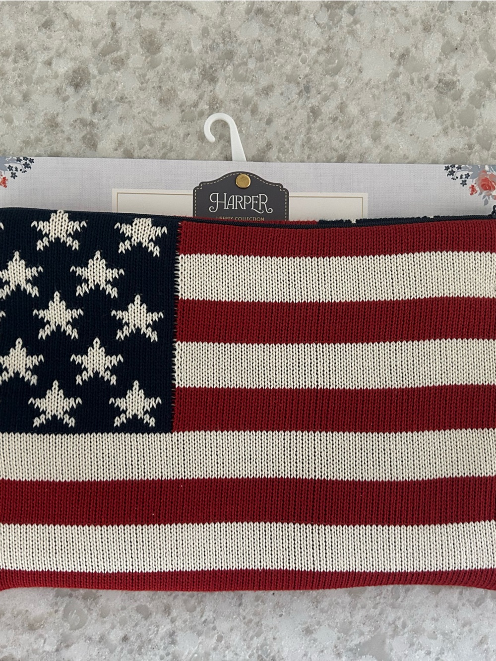 “New”Harper Liberty Red,White & Blue Knit American Flag Zippered Pouch 7x11